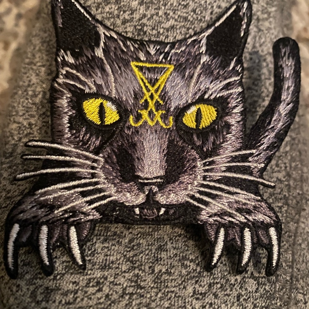 Mystical Black Cat Embroidered Patch